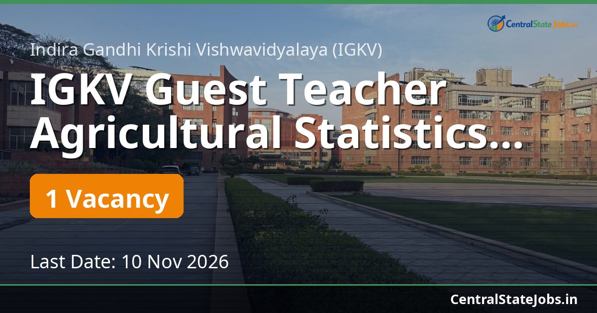IGKV Guest Teacher Agricultural Statistics Recruitment 2026