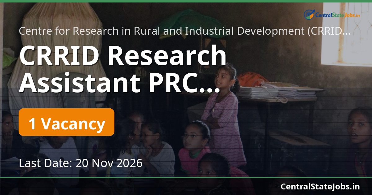 CRRID Research Assistant PRC Recruitment 2026