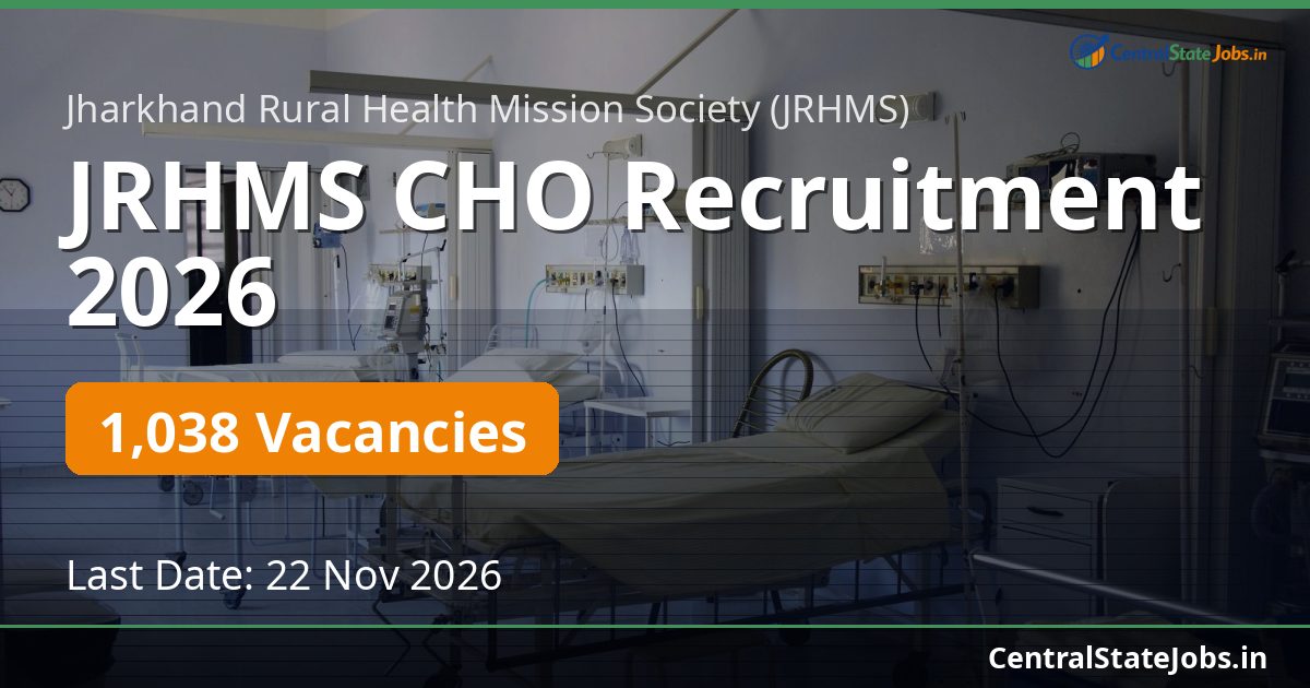 JRHMS CHO Recruitment 2026 — 1038 Vacancies
