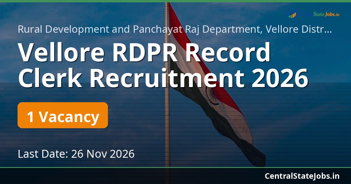 Vellore RDPR Record Clerk Recruitment 2026