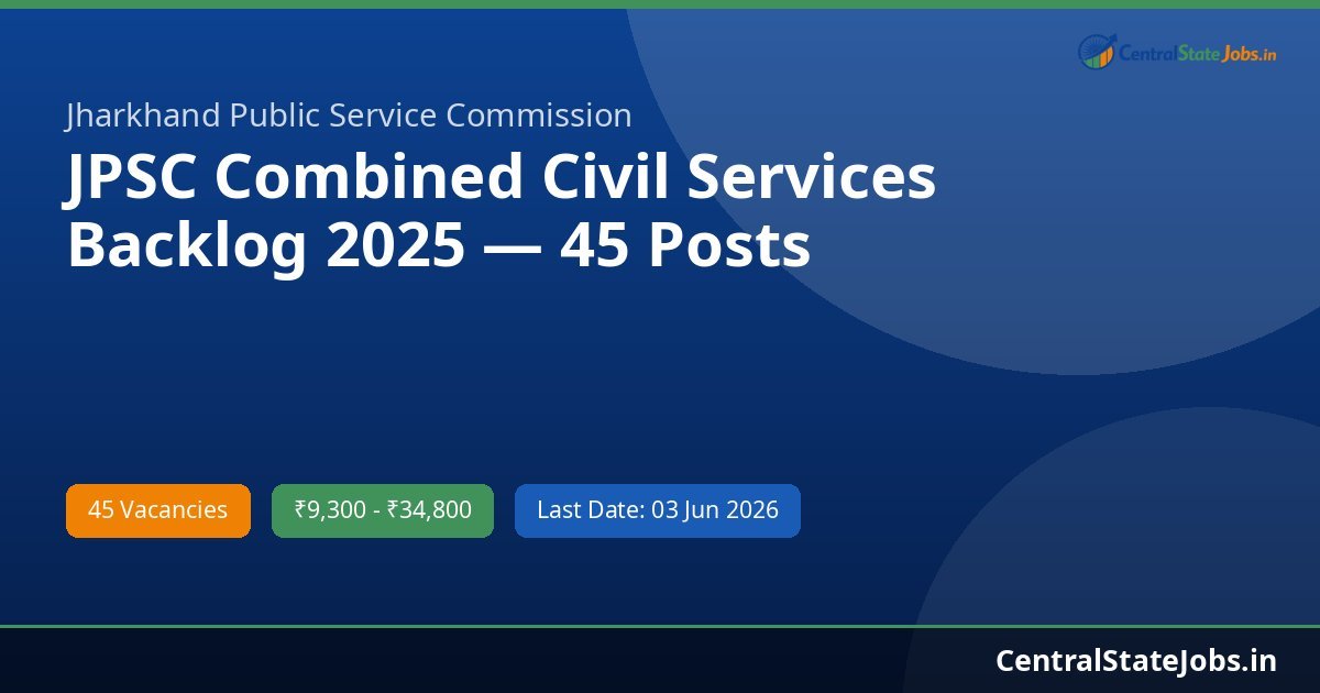 JPSC Combined Civil Services Backlog 2025 — 45 Posts