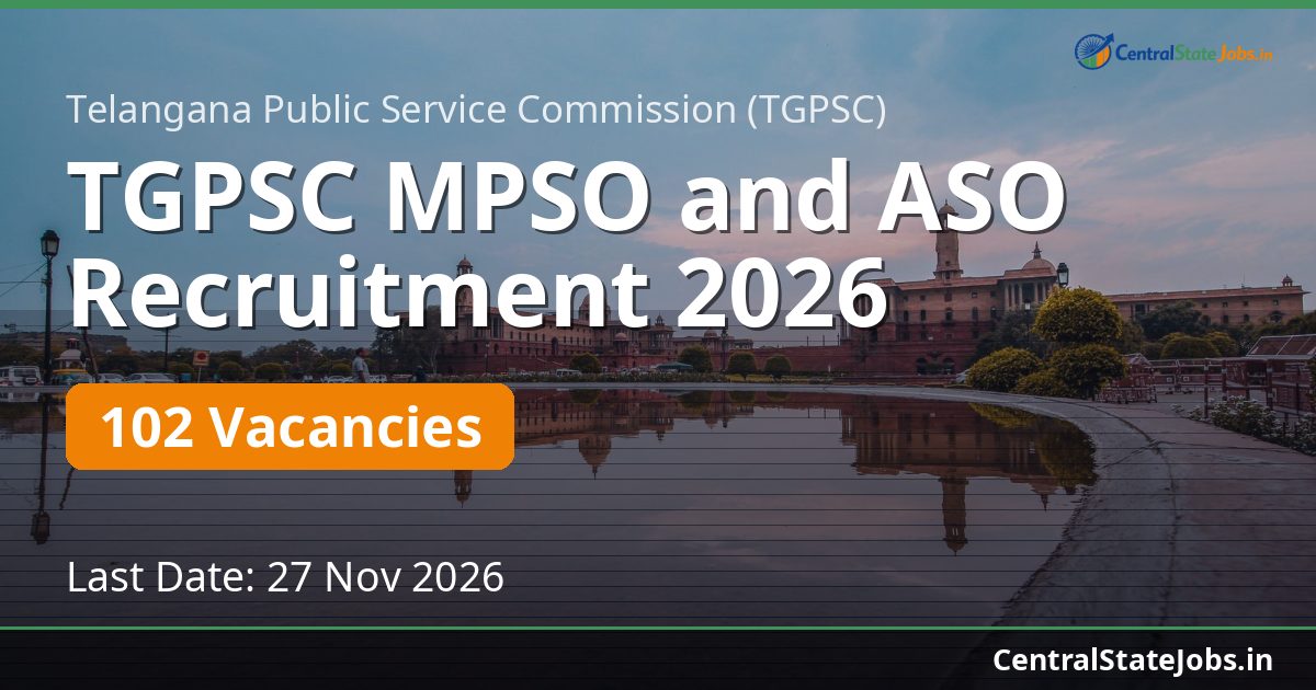 TGPSC MPSO and ASO Recruitment 2026 — 102 Vacancies