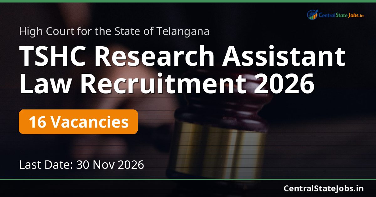 TSHC Research Assistant Law Recruitment 2026