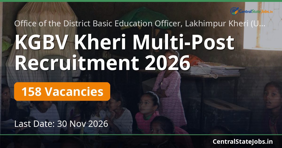 KGBV खीरी बहु-पद भर्ती 2026 – 158 पद