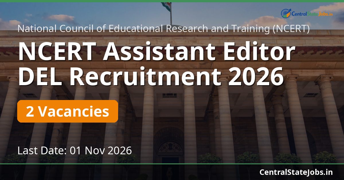 NCERT Assistant Editor DEL Recruitment 2026