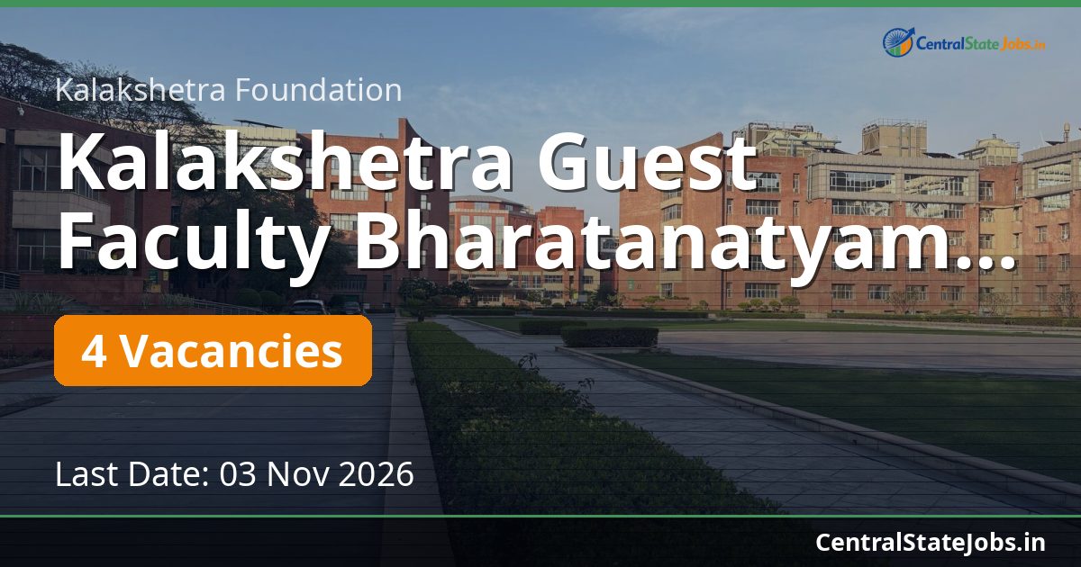 Kalakshetra Guest Faculty Bharatanatyam Recruitment 2026