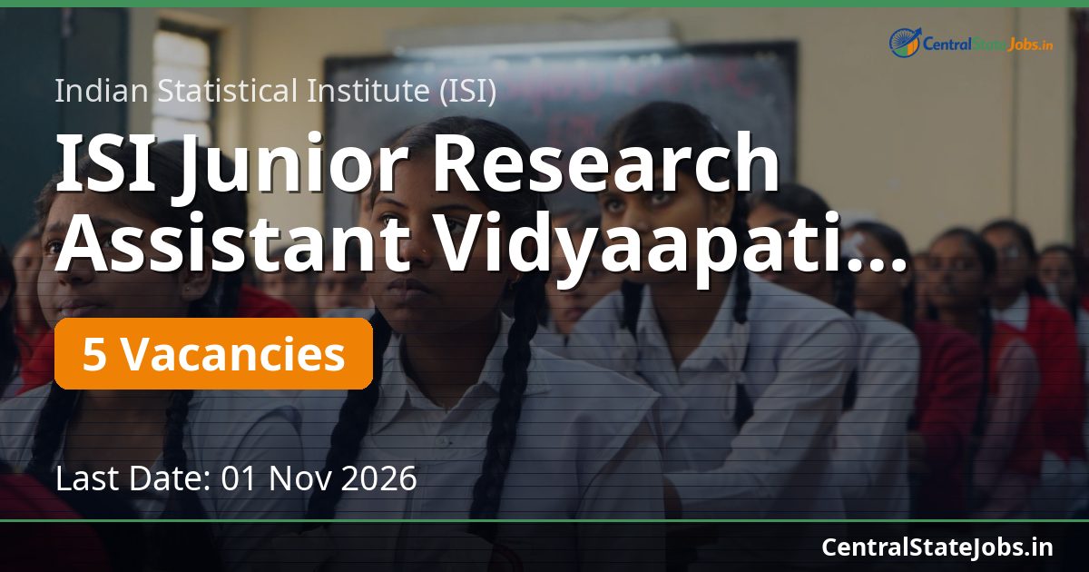 ISI Junior Research Assistant Vidyaapati Project 2026