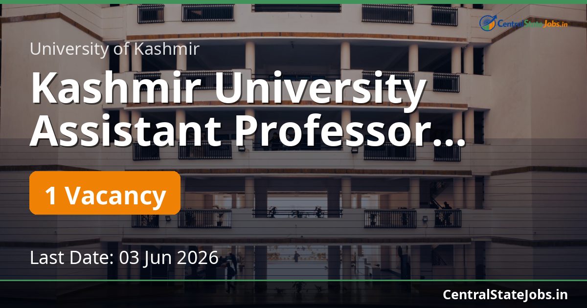 Kashmir University Assistant Professor Recruitment 2026