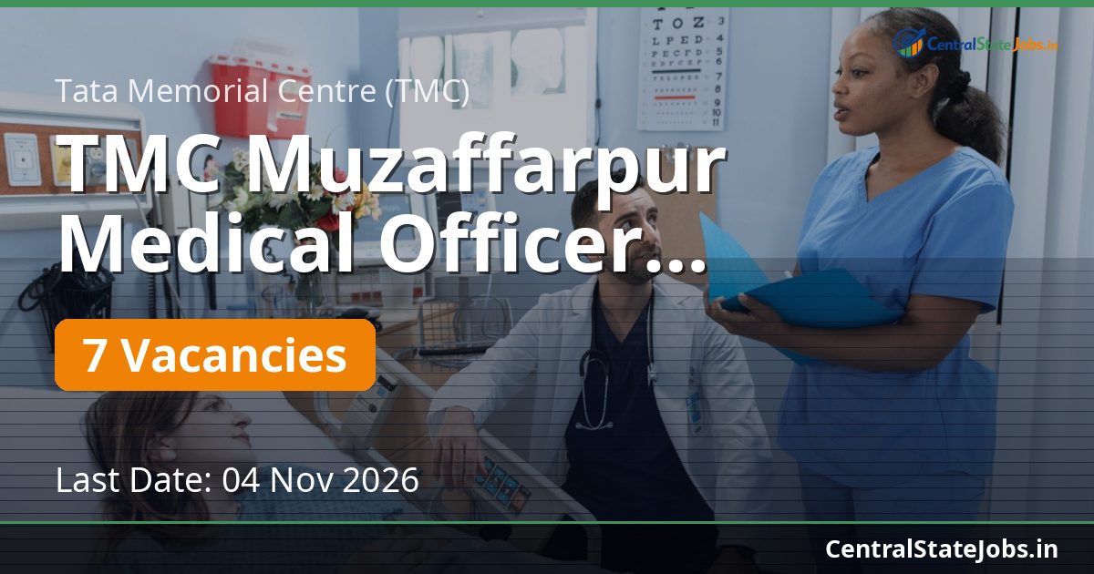 TMC Muzaffarpur Medical Officer Recruitment 2026