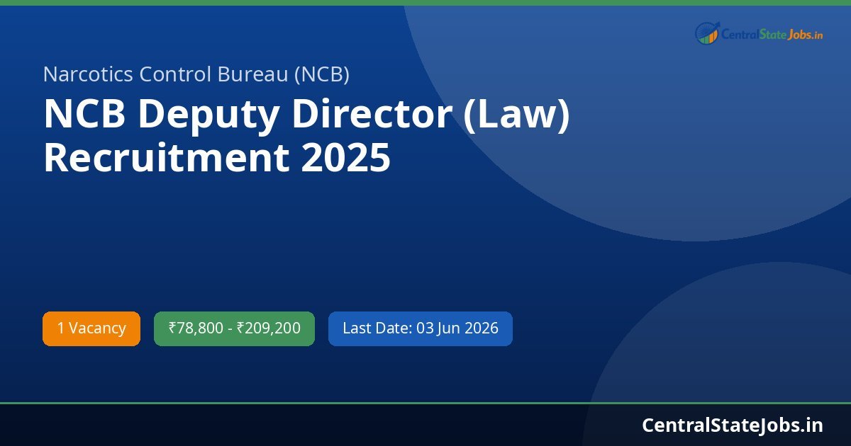 NCB Deputy Director (Law) Recruitment 2025