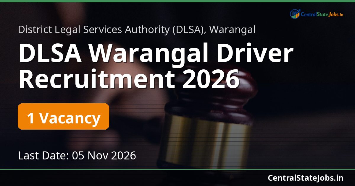 DLSA Warangal Driver Recruitment 2026