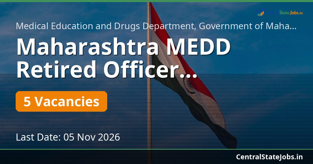 Maharashtra MEDD Retired Officer Recruitment 2026