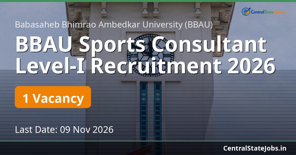 BBAU Sports Consultant Level-I Recruitment 2026