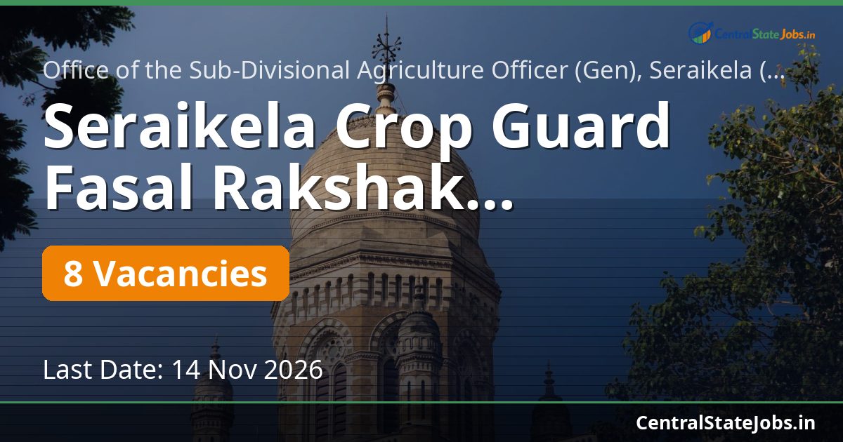 Seraikela Crop Guard Fasal Rakshak Recruitment 2026