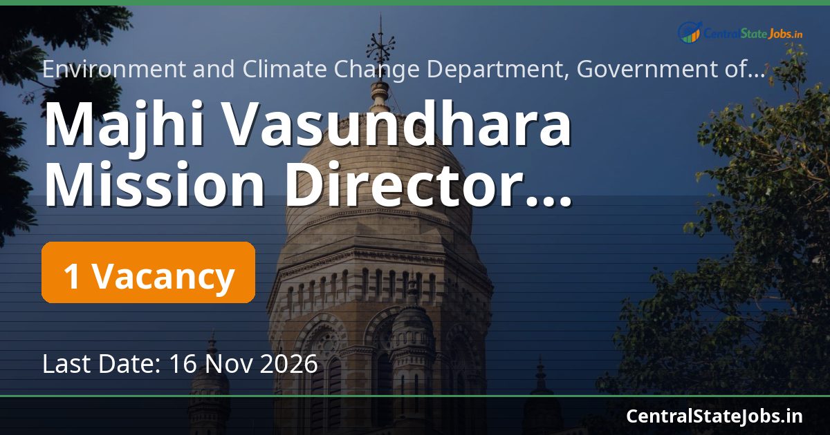 Majhi Vasundhara Mission Director Recruitment 2026
