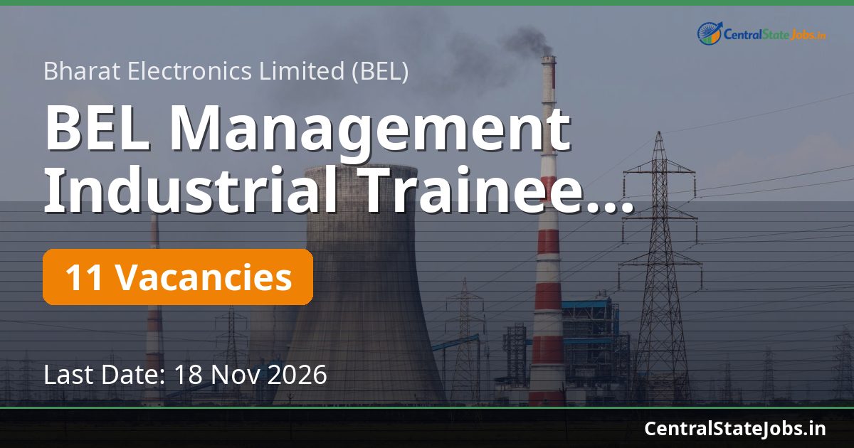 BEL Management Industrial Trainee Finance 2026
