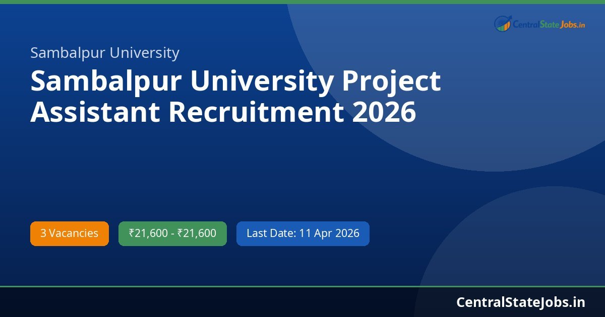 Sambalpur University Project Assistant Recruitment 2026