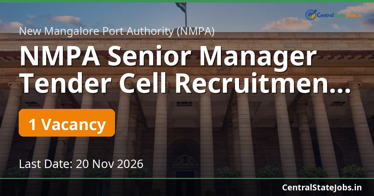 NMPA Senior Manager Tender Cell Recruitment 2026