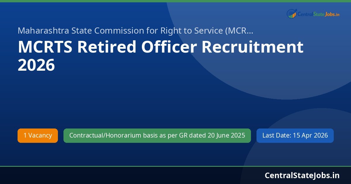 MCRTS Retired Officer Recruitment 2026