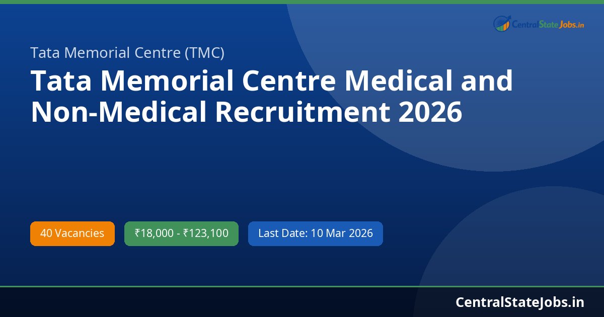 Tata Memorial Centre Medical and Non-Medical Recruitment 2026