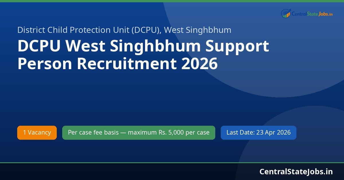 DCPU West Singhbhum Support Person Recruitment 2026