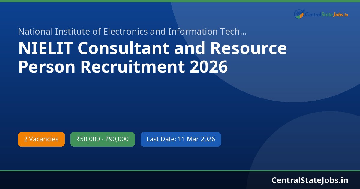 NIELIT Consultant and Resource Person Recruitment 2026
