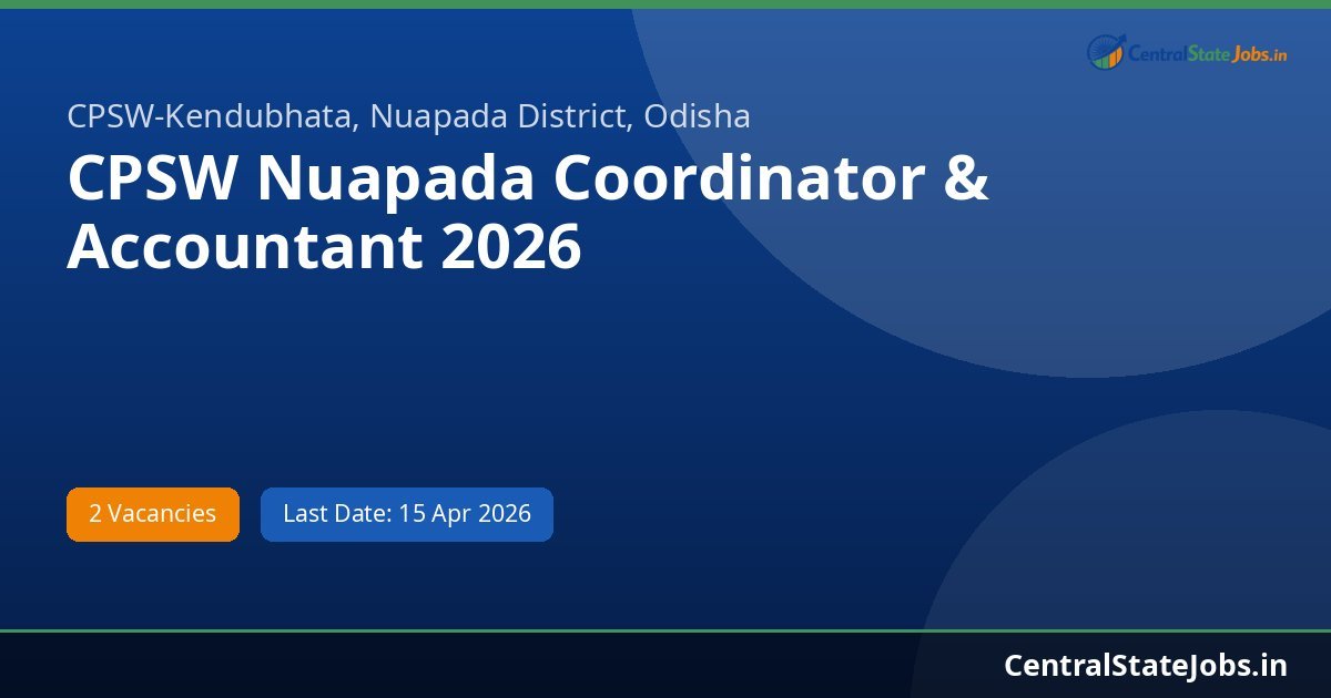 CPSW Nuapada Coordinator & Accountant 2026