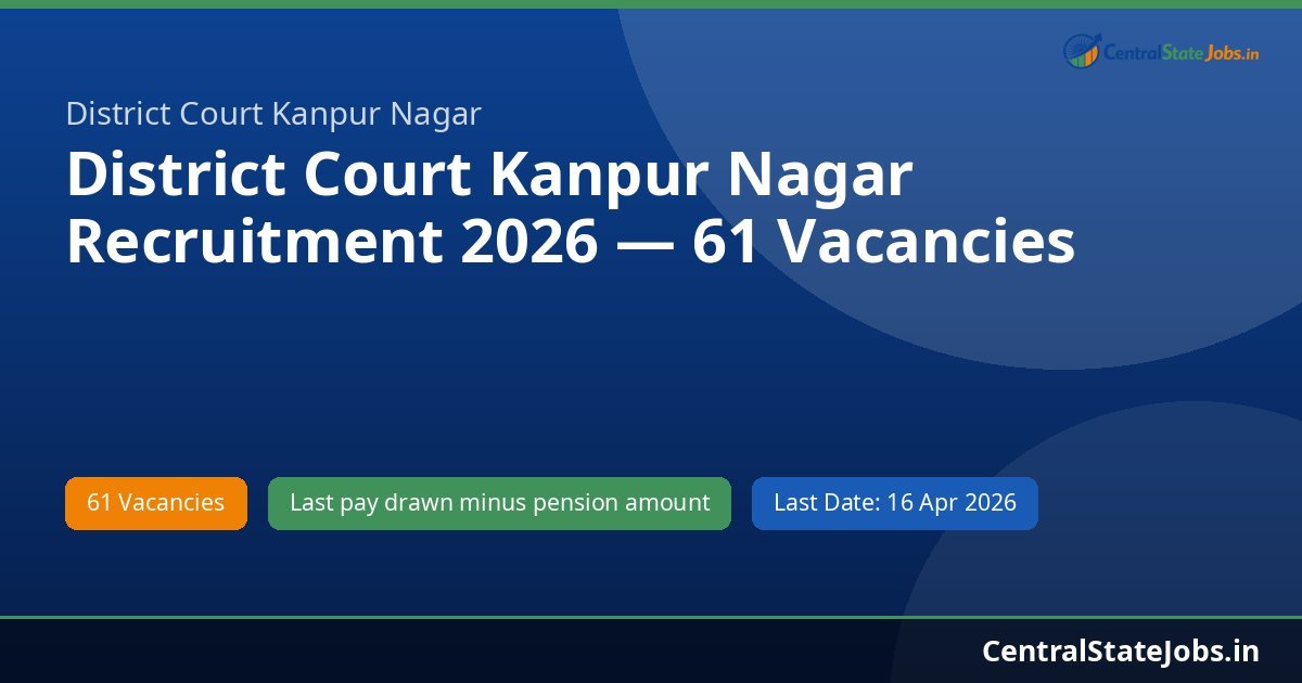 District Court Kanpur Nagar Recruitment 2026 — 61 Vacancies