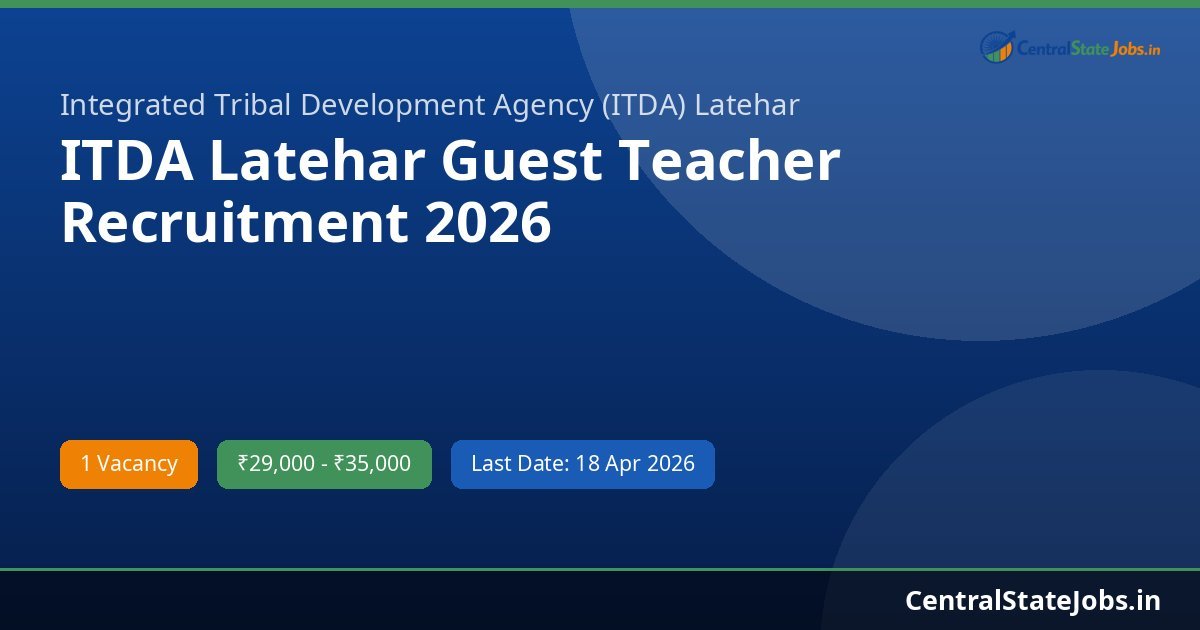 ITDA Latehar Guest Teacher Recruitment 2026