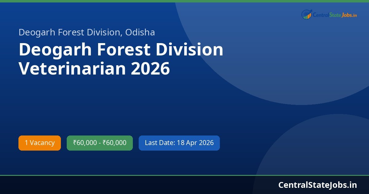 Deogarh Forest Division Veterinarian 2026