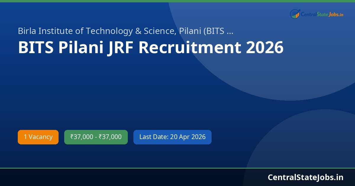 BITS Pilani JRF Recruitment 2026