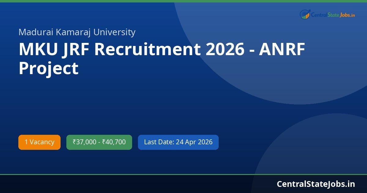 MKU JRF Recruitment 2026 - ANRF Project