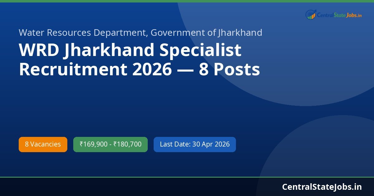 WRD Jharkhand Specialist Recruitment 2026 — 8 Posts