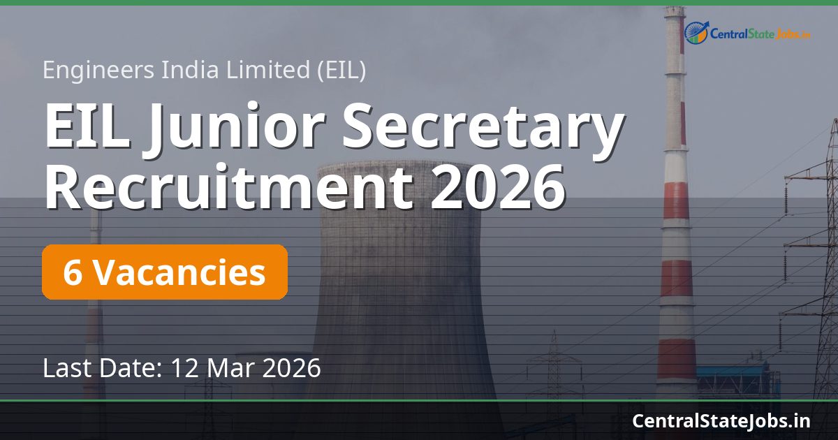 EIL Junior Secretary Recruitment 2026