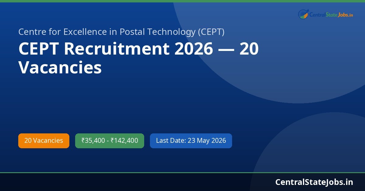 CEPT Recruitment 2026 — 20 Vacancies
