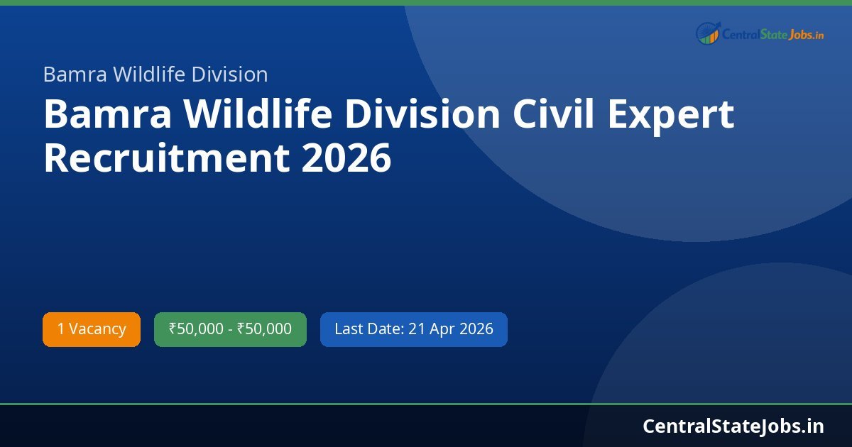 Bamra Wildlife Division Civil Expert Recruitment 2026