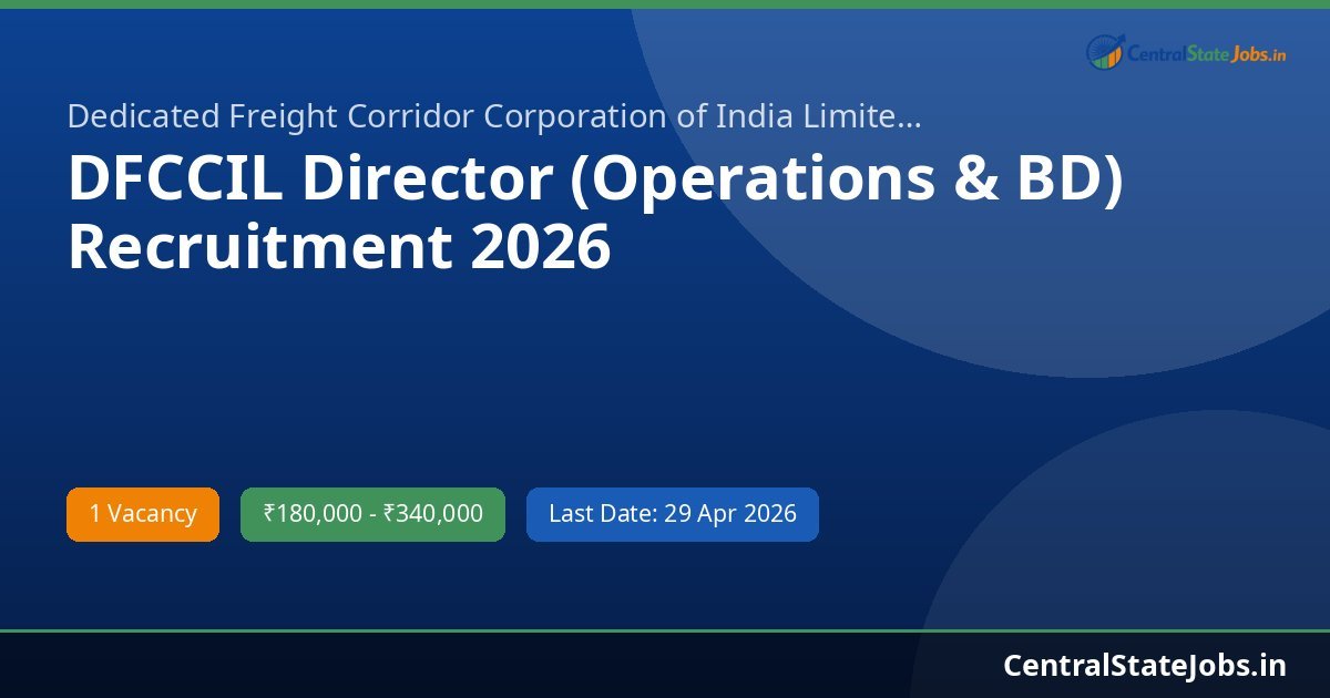 DFCCIL Director (Operations & BD) Recruitment 2026
