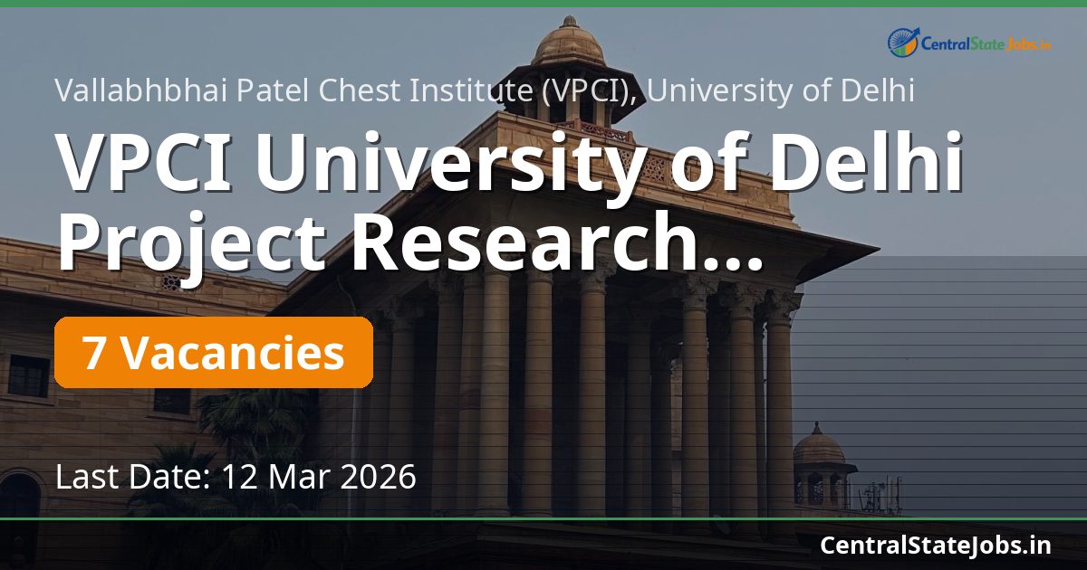 VPCI University of Delhi Project Research Scientist Recruitment 2026