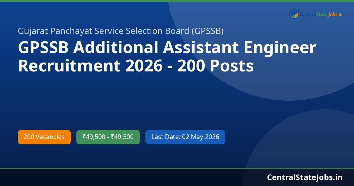 GPSSB Additional Assistant Engineer Recruitment 2026 - 200 Posts
