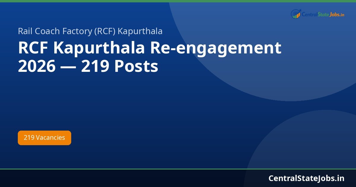 RCF Kapurthala Re-engagement 2026 — 219 Posts