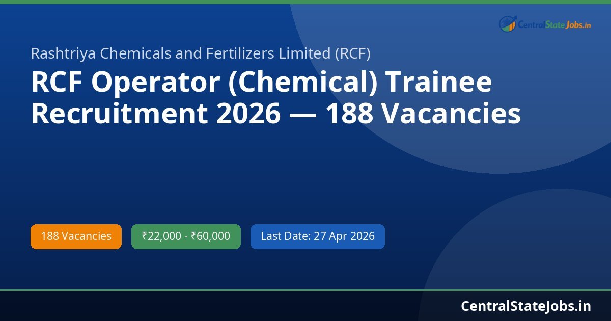 RCF Operator (Chemical) Trainee Recruitment 2026 — 188 Vacancies