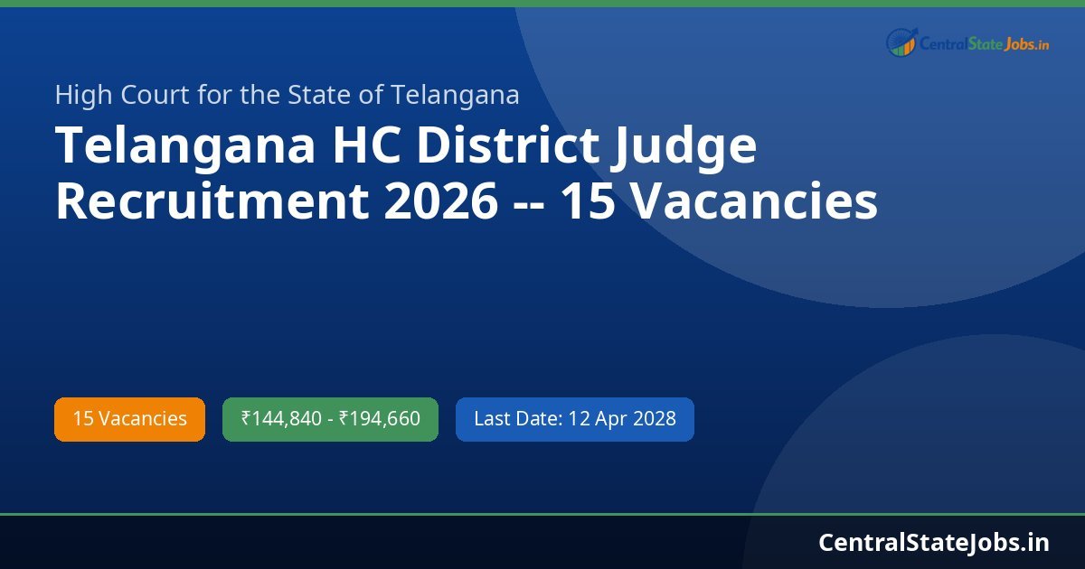 Telangana HC District Judge Recruitment 2026 -- 15 Vacancies