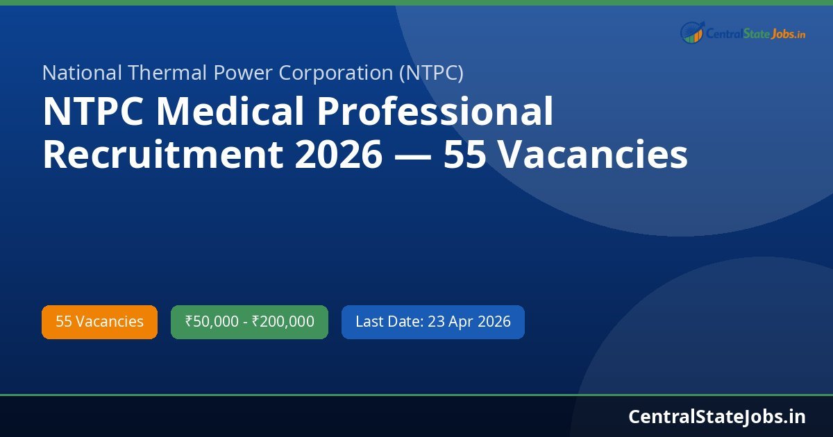 NTPC Medical Professional Recruitment 2026 — 55 Vacancies