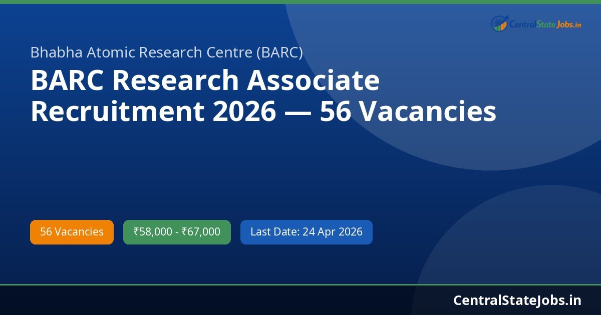 BARC Research Associate Recruitment 2026 — 56 Vacancies