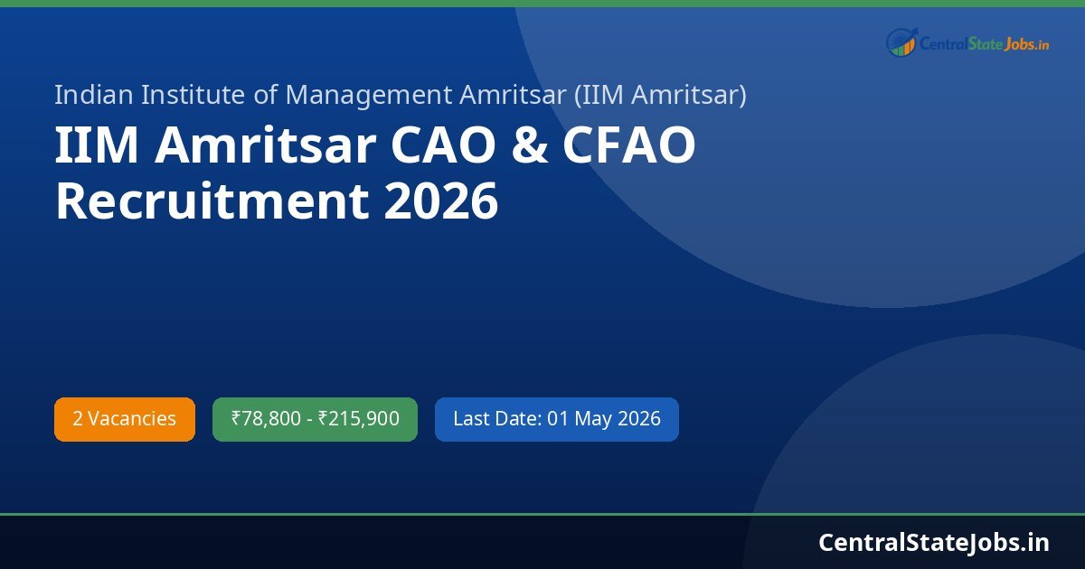 IIM Amritsar CAO & CFAO Recruitment 2026