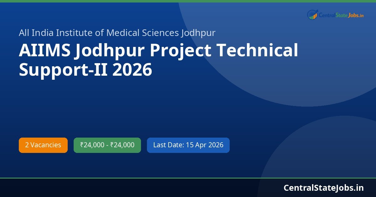 AIIMS Jodhpur Project Technical Support-II 2026
