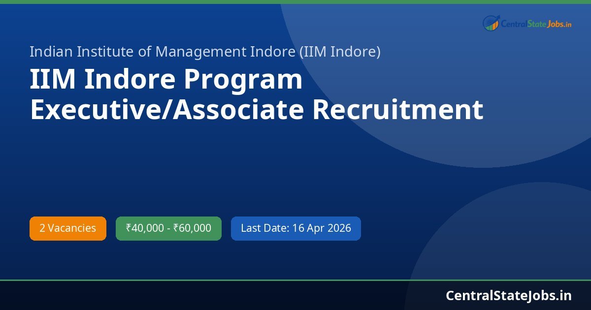 IIM Indore Program Executive/Associate Recruitment 2026