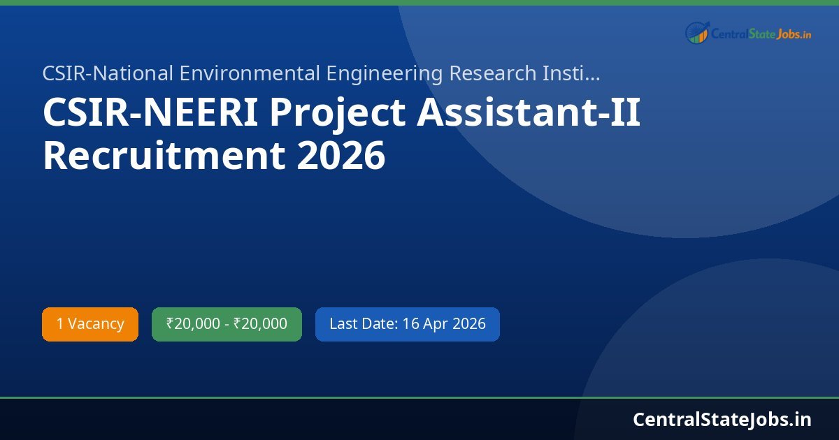 CSIR-NEERI Project Assistant-II Recruitment 2026