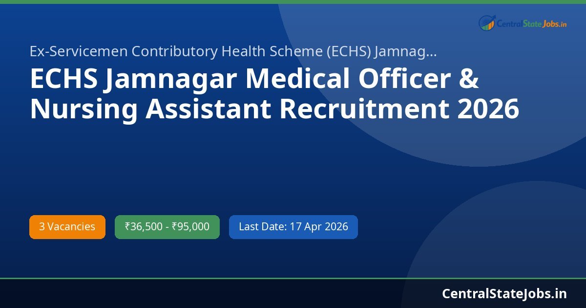 ECHS Jamnagar Medical Officer & Nursing Assistant Recruitment 2026