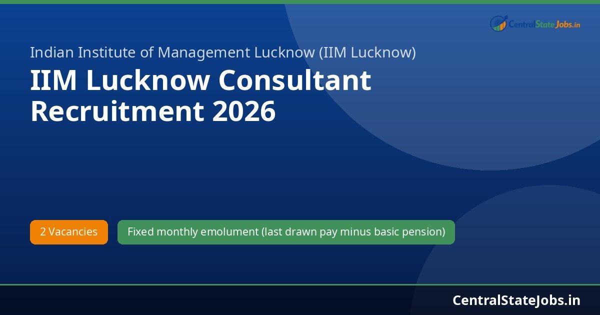 IIM Lucknow Consultant Recruitment 2026